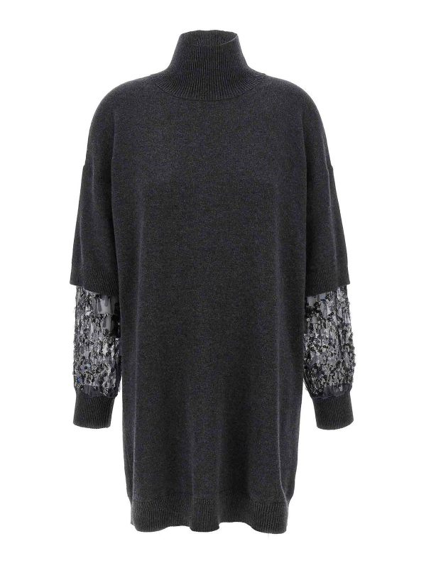 Brunello Cucinelli Robe Au Genou - Gris