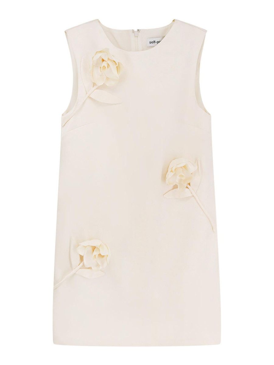 Self Portrait Robe Au Genou - Beige