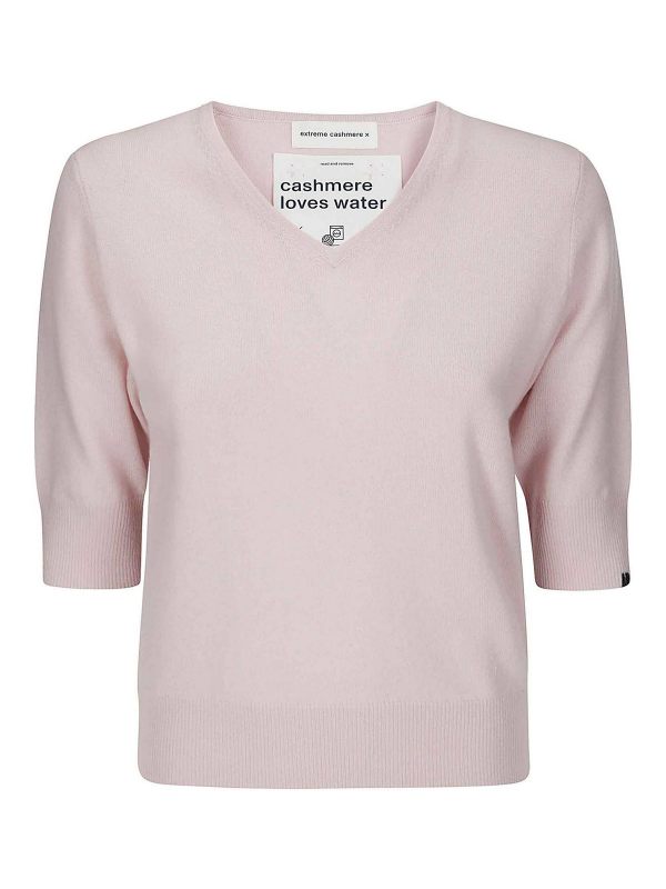 Extreme Cashmere Pull Col Bateau - Rose Clair