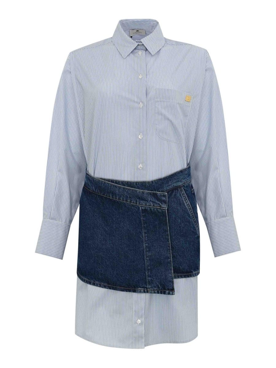 Elisabetta Franchi Robe Au Genou - Foncé Délavé