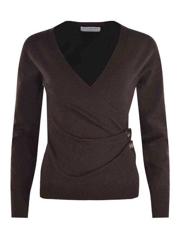Philosophy di Lorenzo Serafini Pull Col Rond - Marron