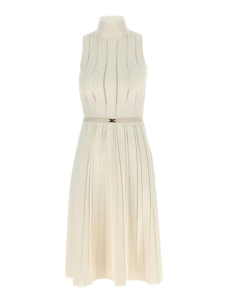 Elisabetta Franchi Robe Au Genou - Blanc