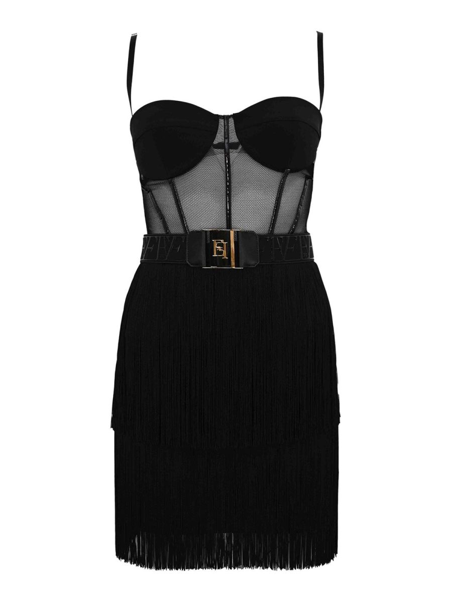 Elisabetta Franchi Robe Au Genou - Noir
