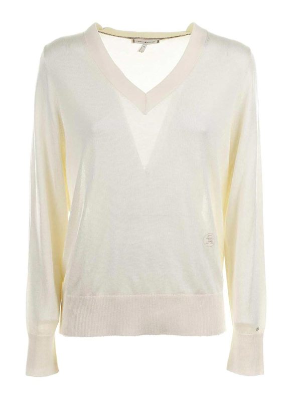 Tommy Hilfiger Pull À Col V - Marron