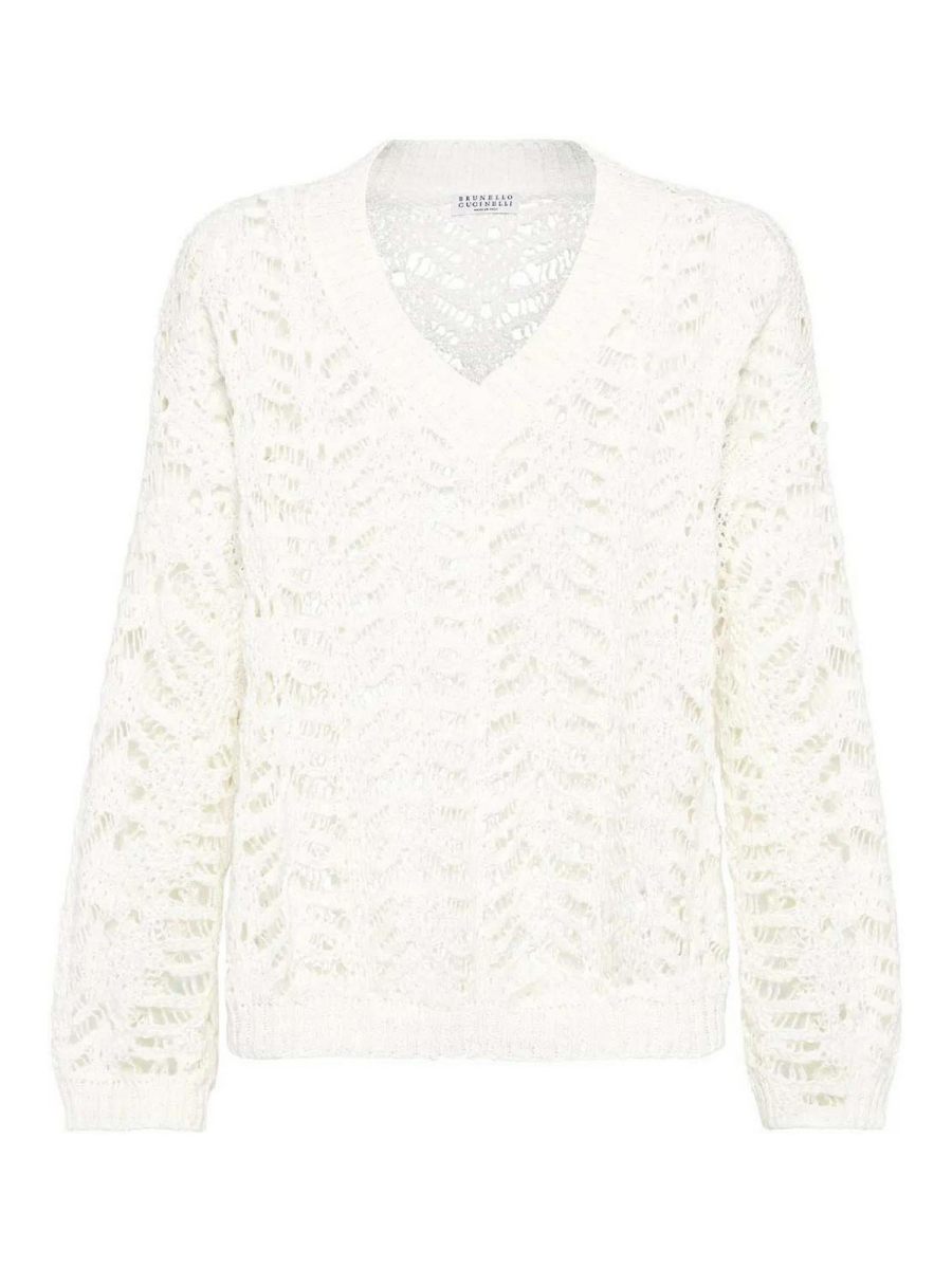 Brunello Cucinelli Pull À Col V - Blanc