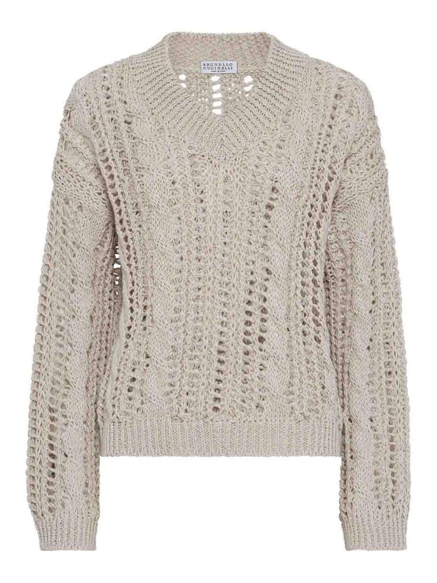 Brunello Cucinelli Pull Col Rond - Gris