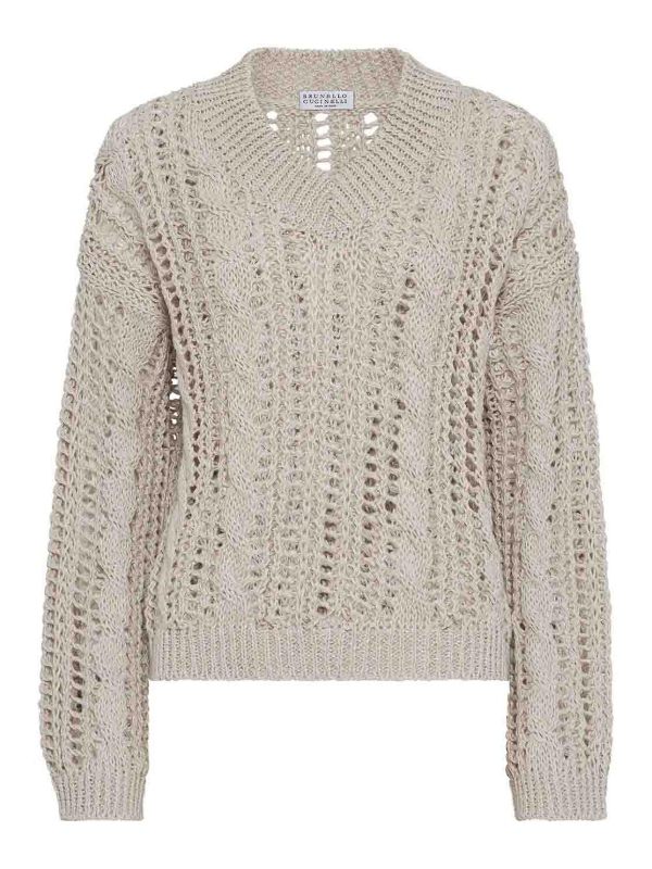 Brunello Cucinelli Pull Col Rond - Gris