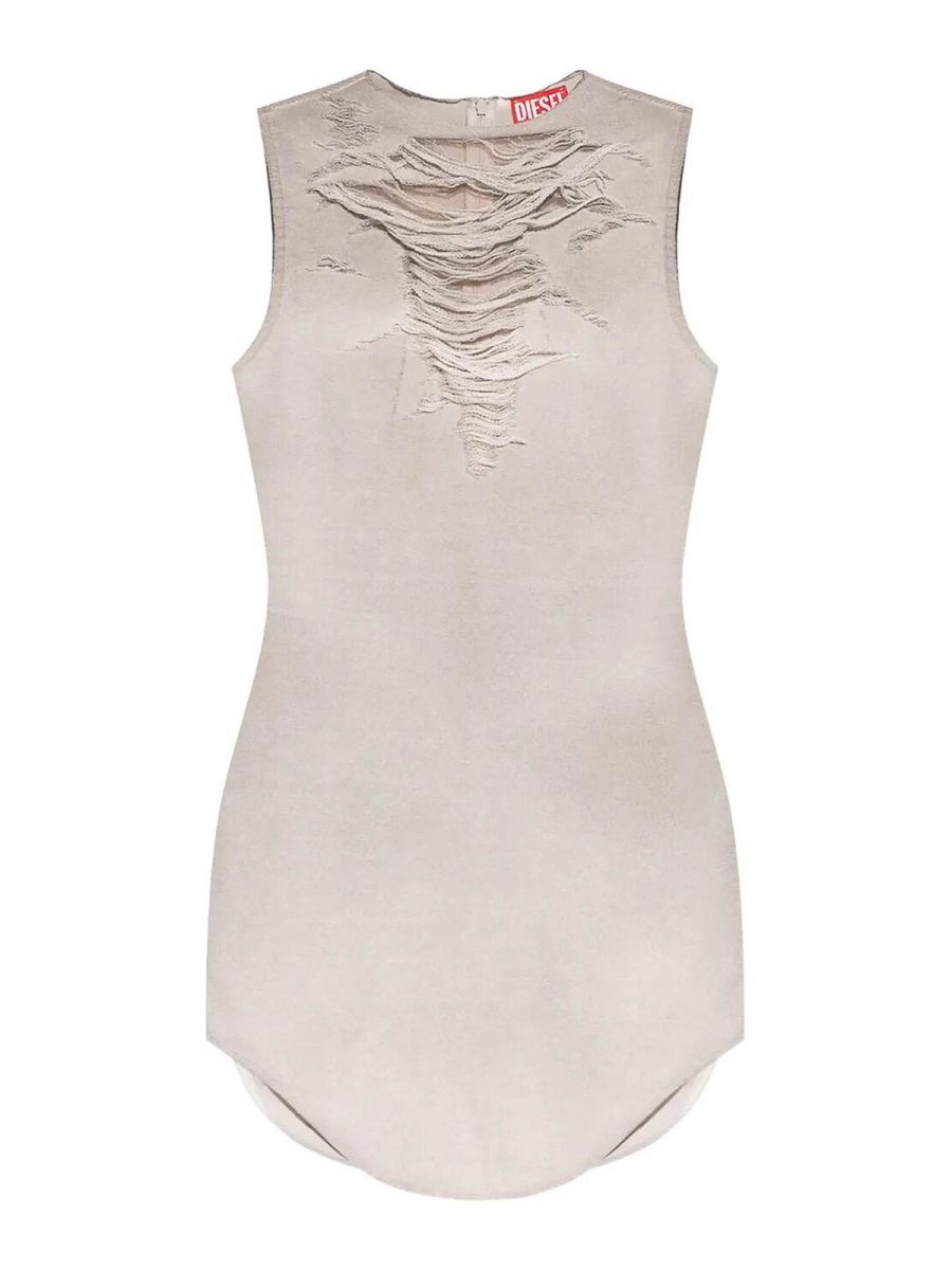 Diesel Robe Au Genou - Gris Clair
