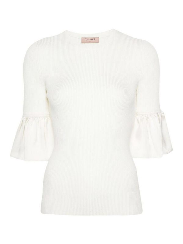 Twinset Pull Col Rond - Blanc
