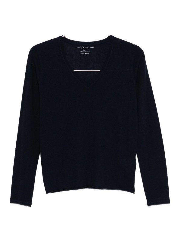 Majestic Filatures Pull Col Rond - Bleu