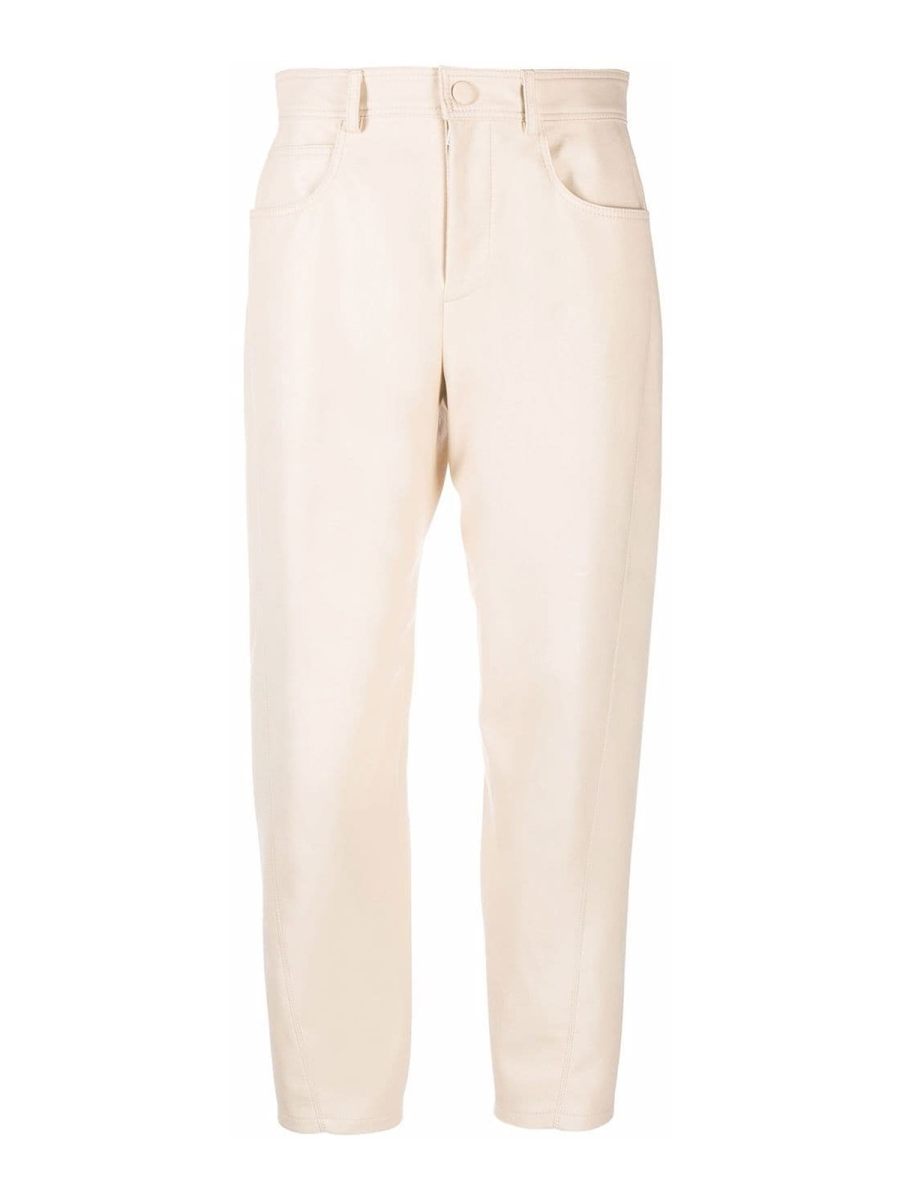 Stella Mccartney Pantalons En Cuir - Beige
