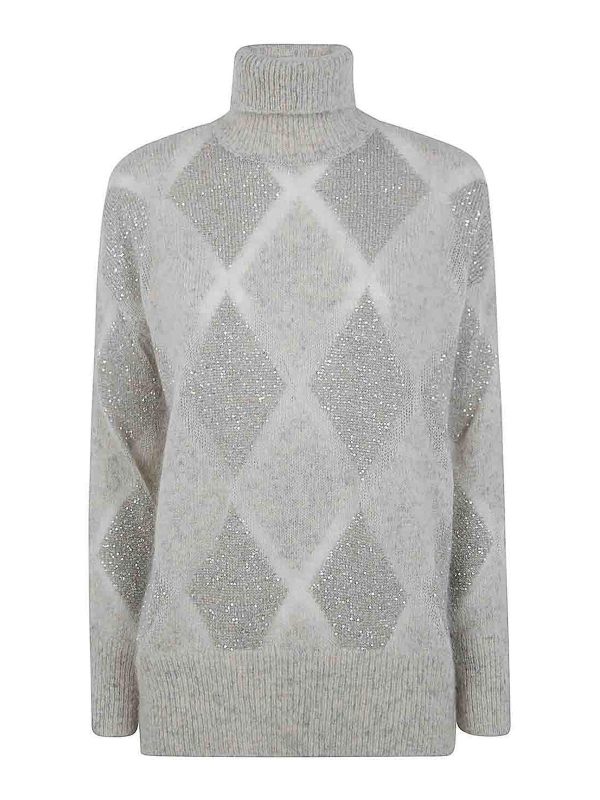 Brunello Cucinelli Pull Col Roulé - Gris