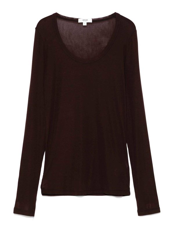 Agolde Pull Col Rond - Marron Foncé