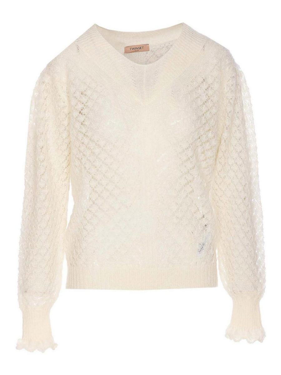 Twinset Pull Col Rond - Blanc