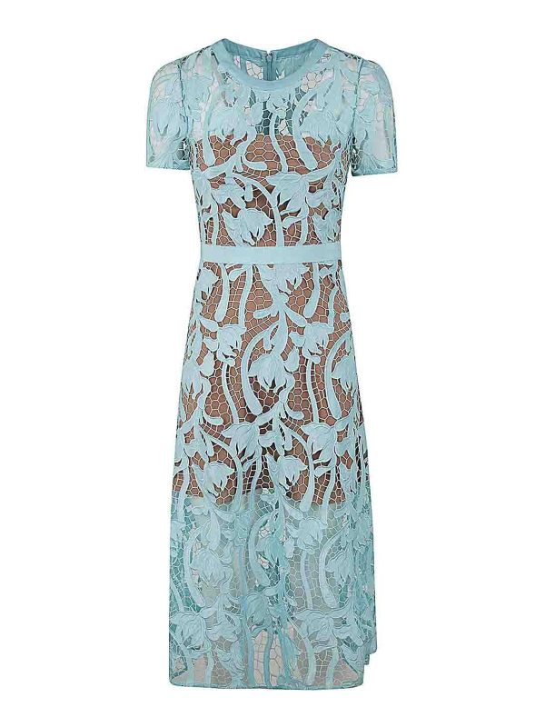 Self Portrait Robe Au Genou - Bleu