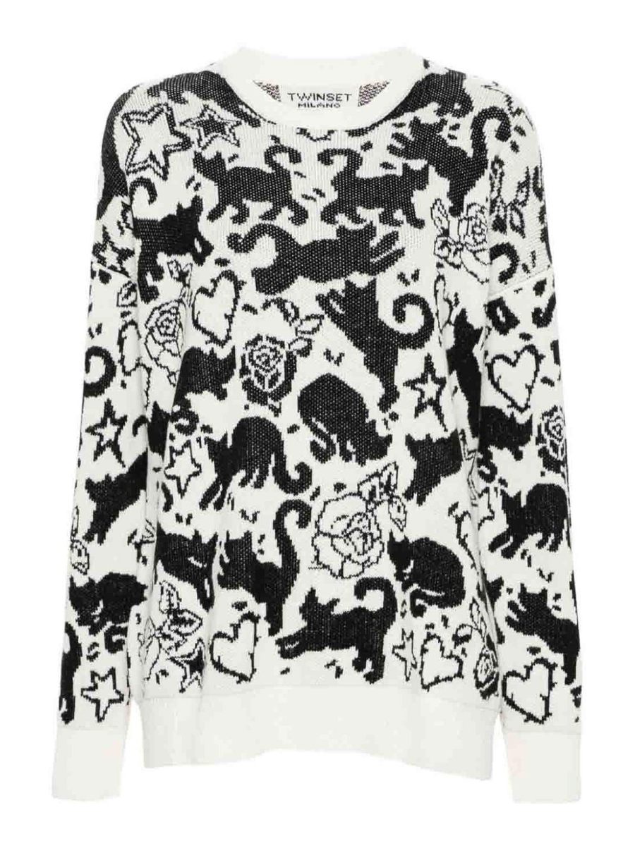 Twinset Pull Col Rond - Blanc