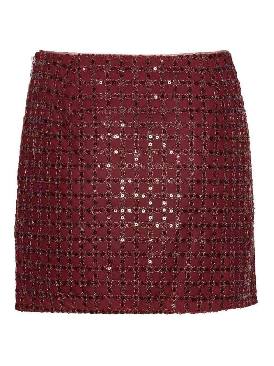 Rotate Birger Christensen Jupe Midi - Rouge Brun