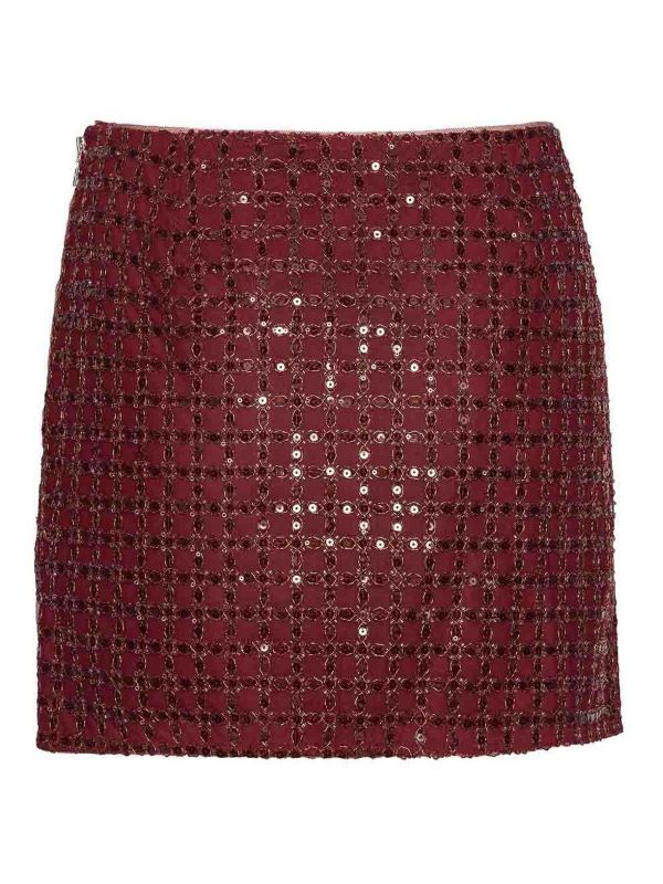 Rotate Birger Christensen Jupe Midi - Rouge Brun
