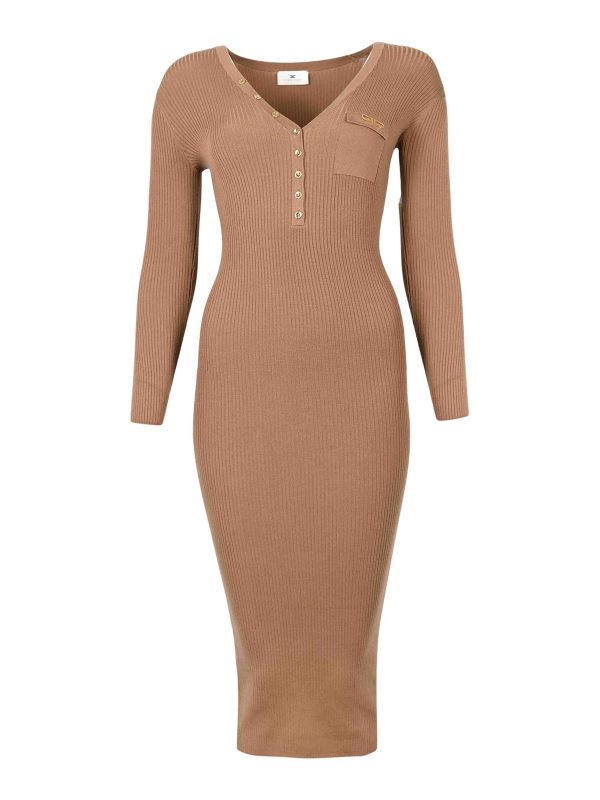 Elisabetta Franchi Robe Au Genou - Marron
