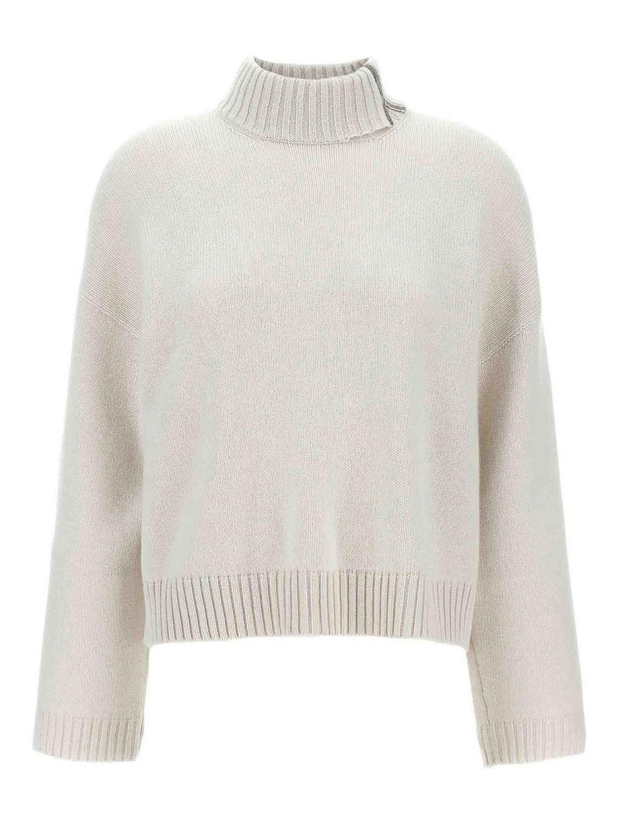 Brunello Cucinelli Pull Col Rond - Blanc