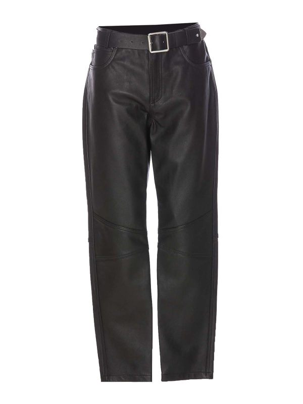 Pinko Pantalons En Cuir - Noir