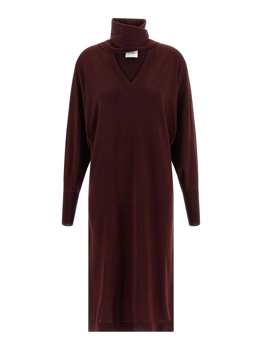 Nude Robe Au Genou - Rouge Brun