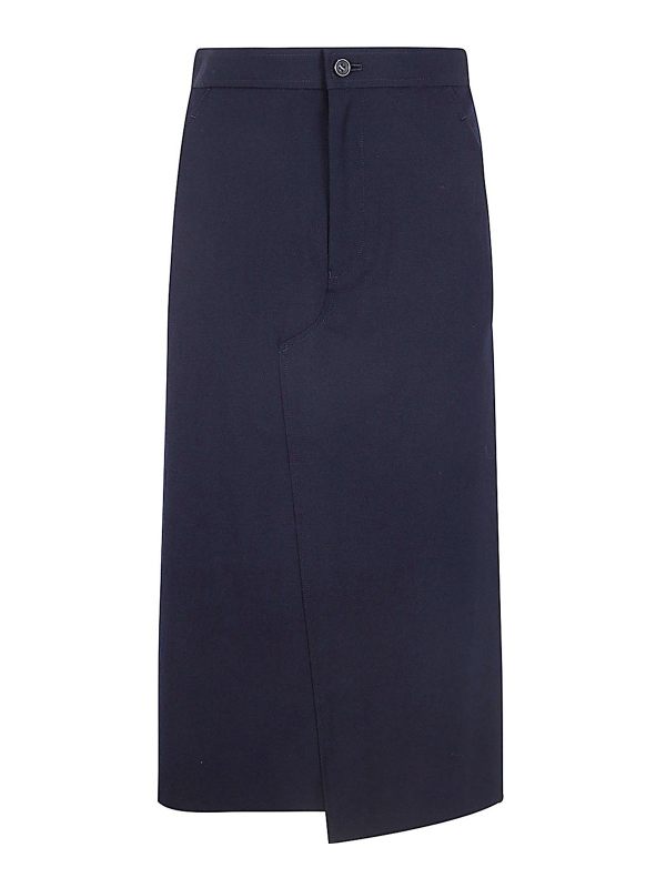 Comme Des Garcons Jupe Midi - Bleu