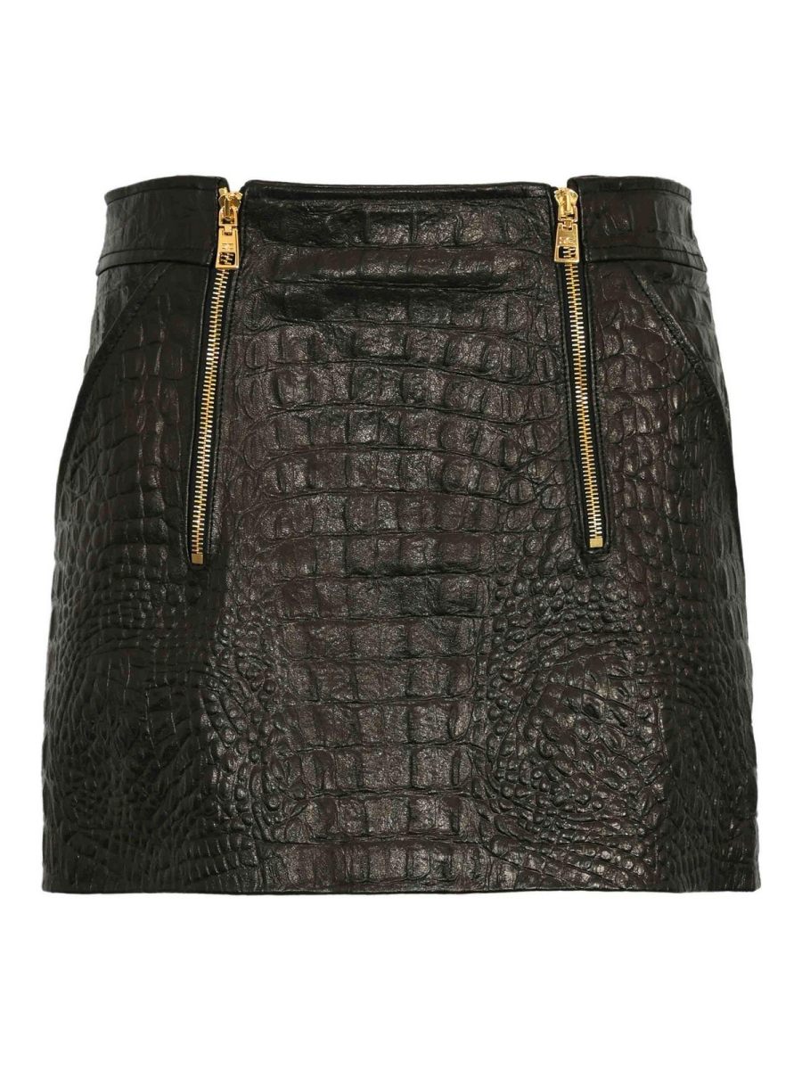 Elisabetta Franchi Jupe En Cuir - Noir