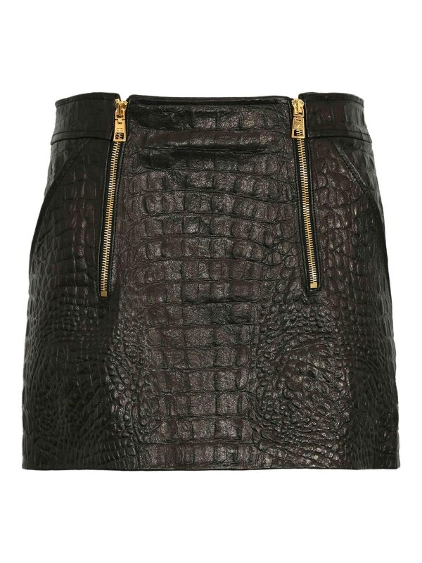 Elisabetta Franchi Jupe En Cuir - Noir