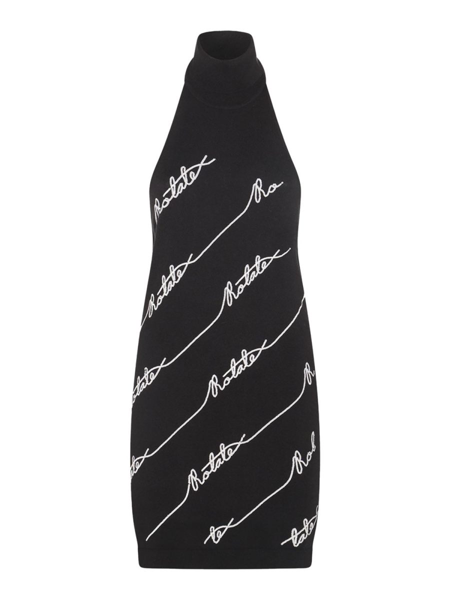 Rotate Birger Christensen Robe Au Genou - Noir