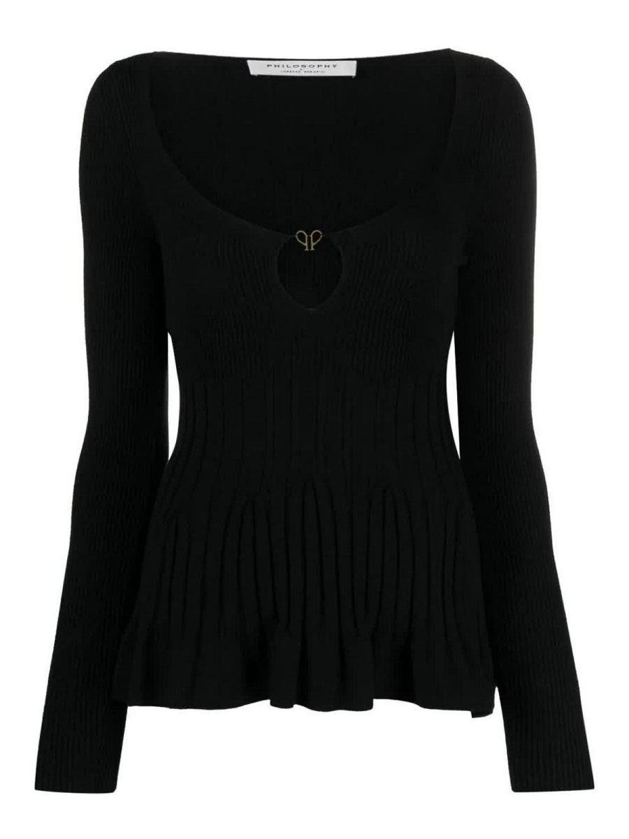 Philosophy di Lorenzo Serafini Pull Col Bateau - Noir