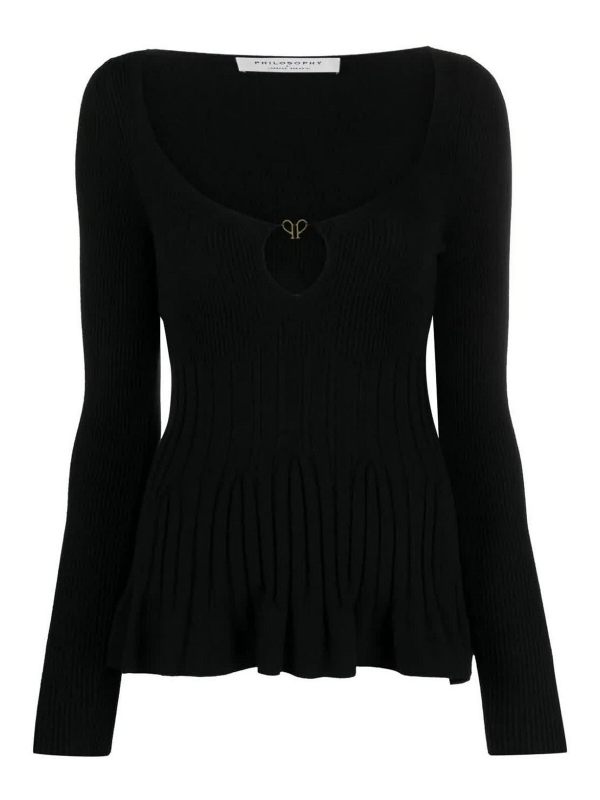 Philosophy di Lorenzo Serafini Pull Col Bateau - Noir