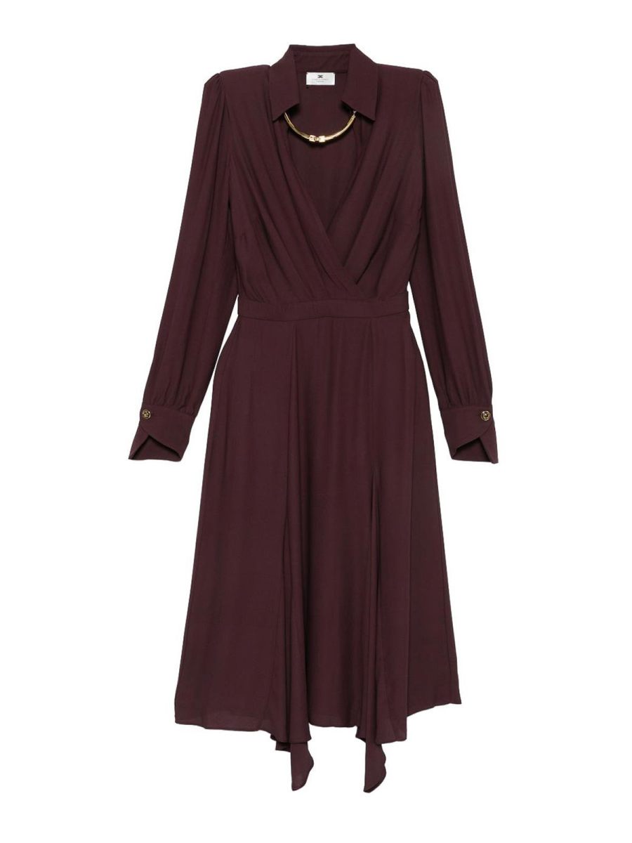 Elisabetta Franchi Robe Au Genou - Rouge Brun