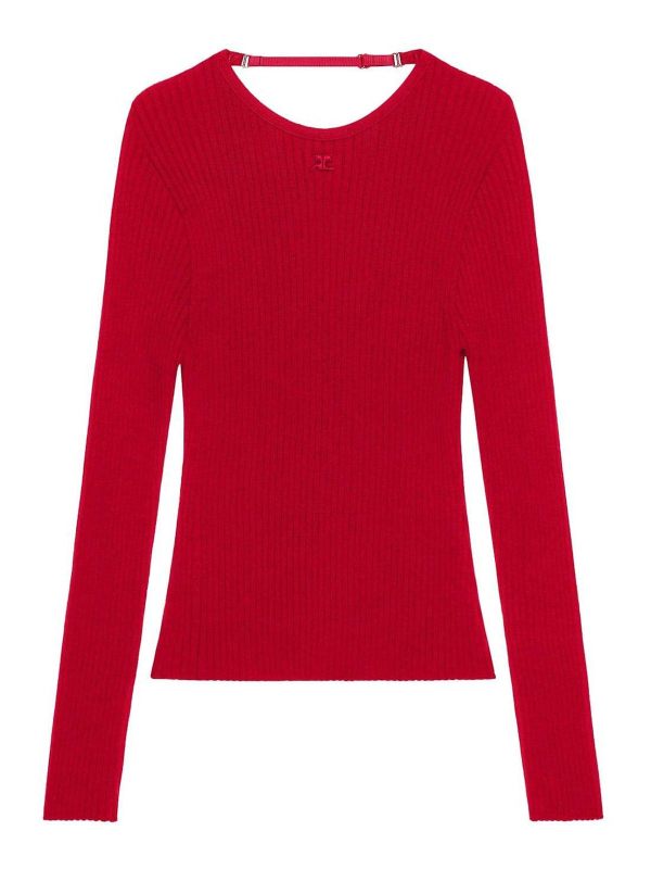 Courreges Pull Col Rond - Rouge
