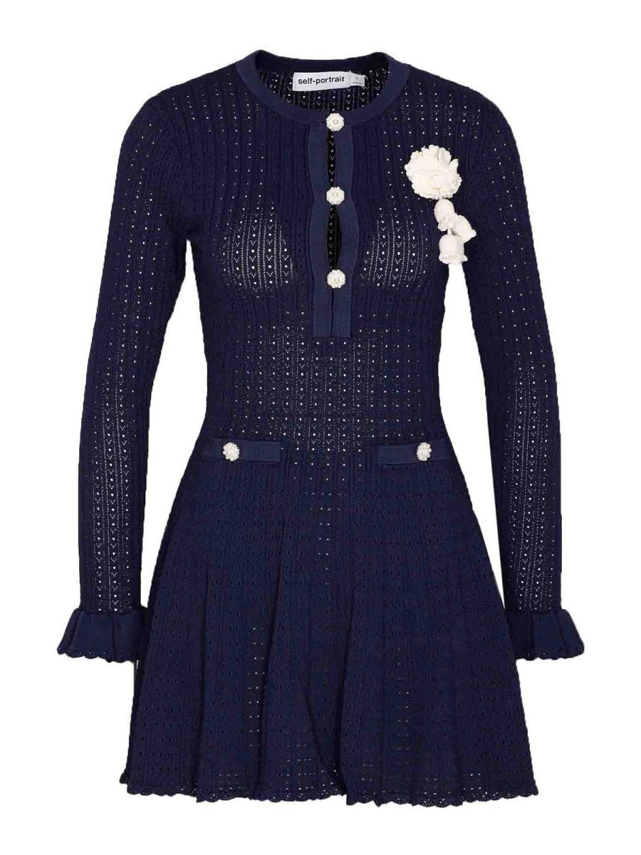 Self Portrait Robe Courte - Bleu