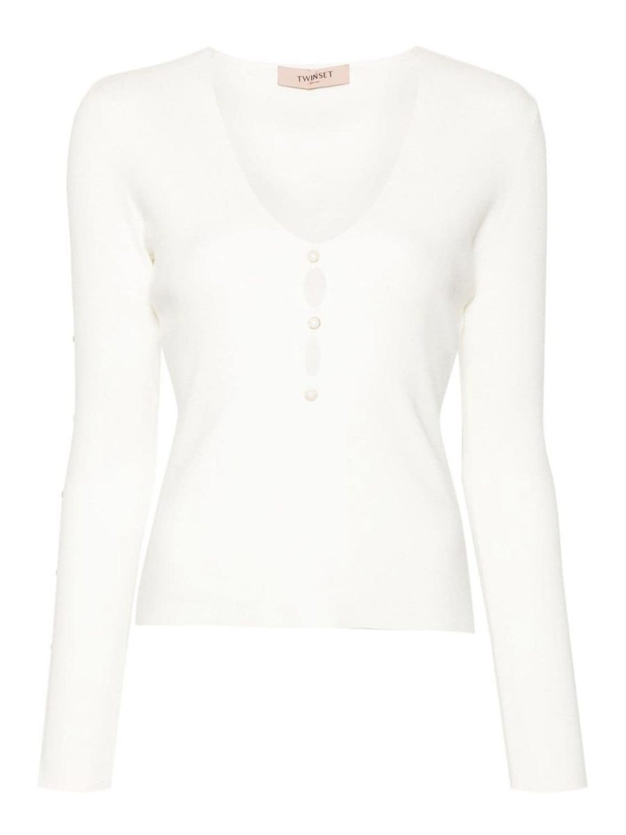 Twinset Pull Col Rond - Crème