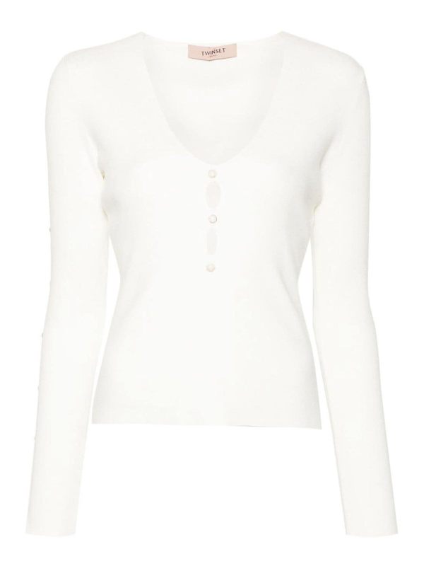 Twinset Pull Col Rond - Crème