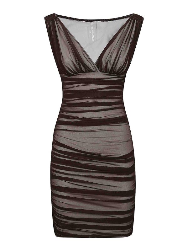 Norma Kamali Robe Au Genou - Marron Foncé