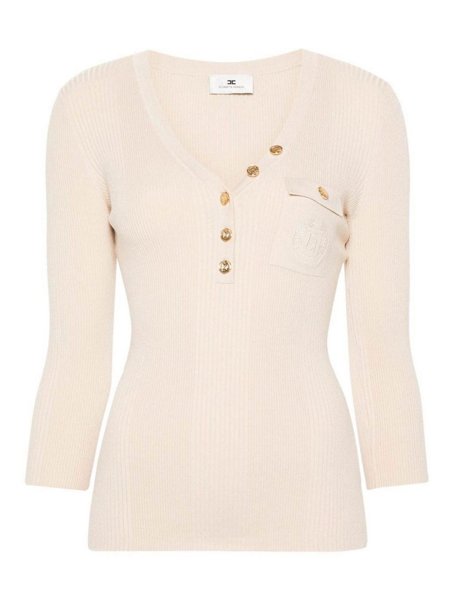 Elisabetta Franchi Pull Col Rond - Beige