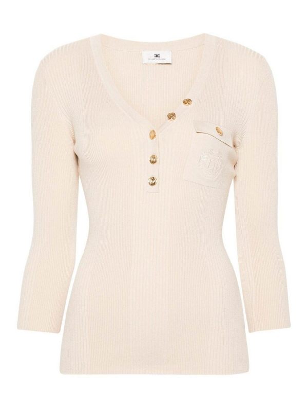 Elisabetta Franchi Pull Col Rond - Beige