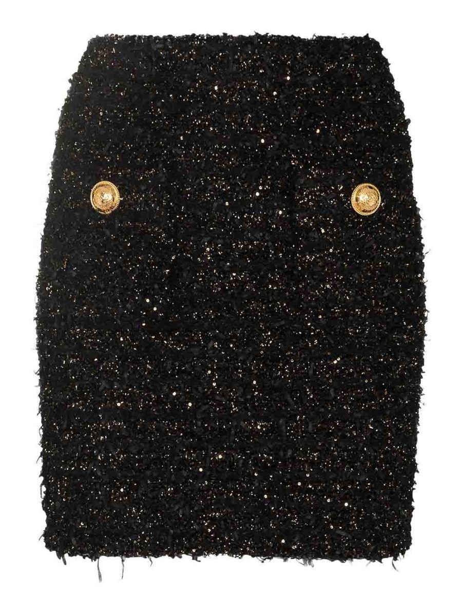 Balmain Jupe Midi - Noir
