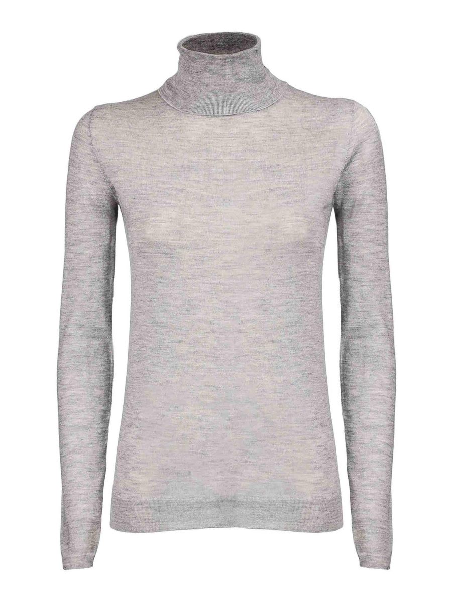 Brunello Cucinelli Pull Col Roulé - Gris Clair