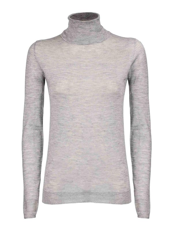 Brunello Cucinelli Pull Col Roulé - Gris Clair