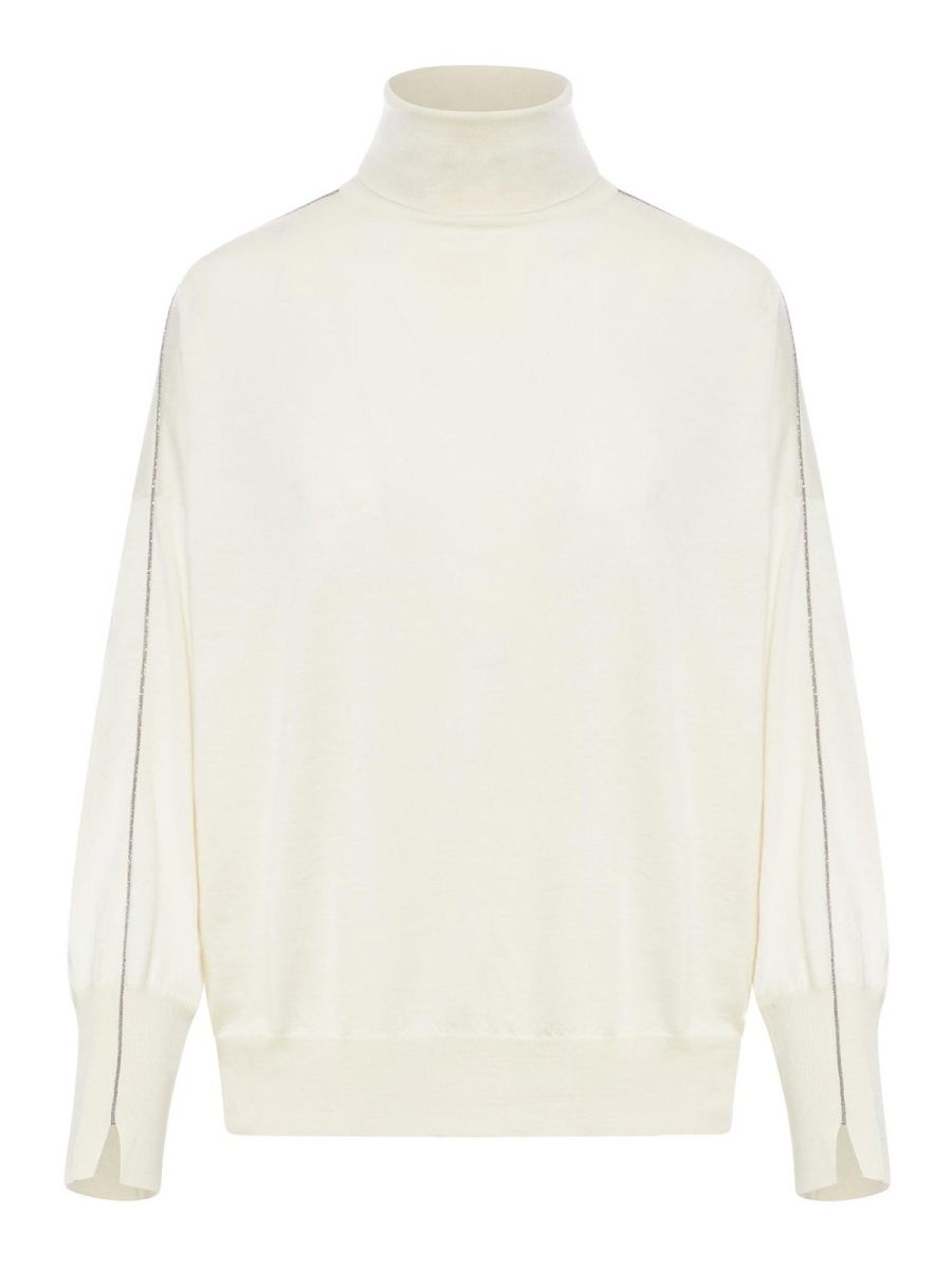 Brunello Cucinelli Pull Col Rond - Blanc