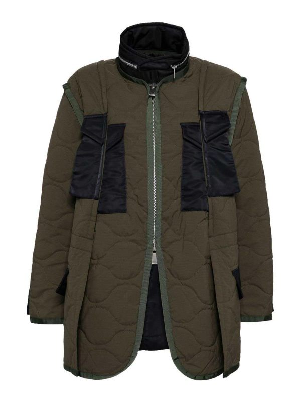 Sacai Manteau Court - Vert