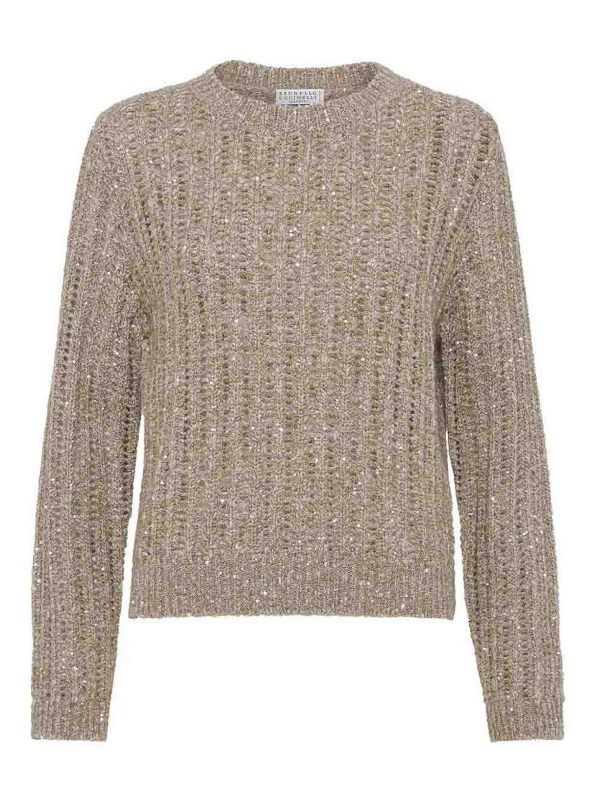 Brunello Cucinelli Pull Col Rond - Beige