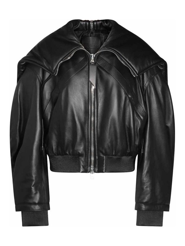 The Attico Blouson En Cuir - Noir