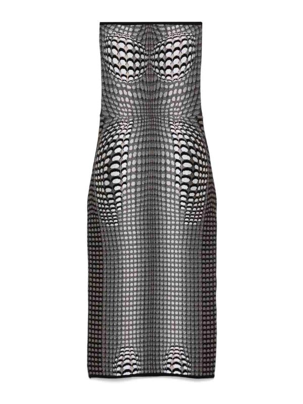 Marine Serre Robe Au Genou - Gris