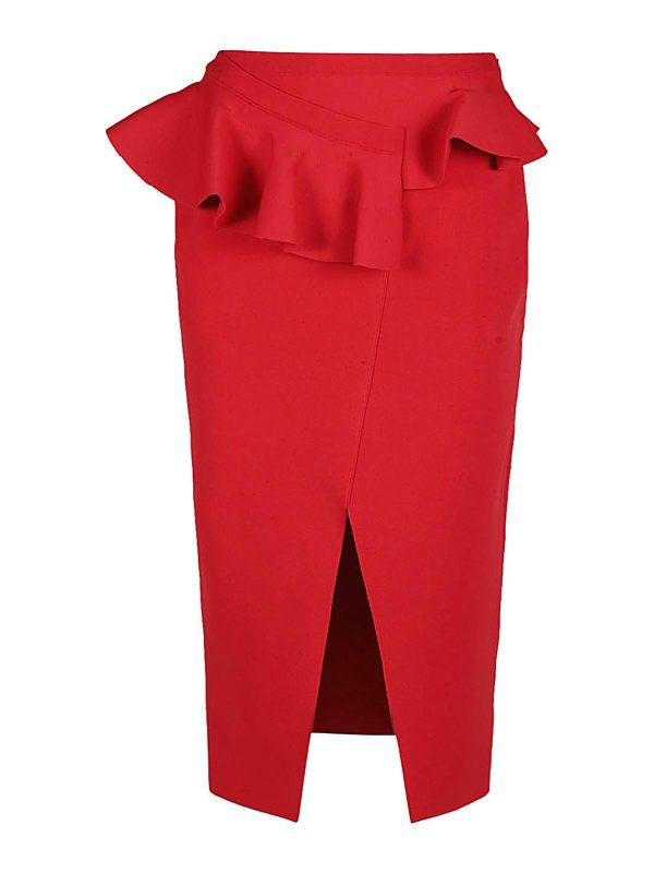 Alexander Mcqueen Jupe Midi - Rouge