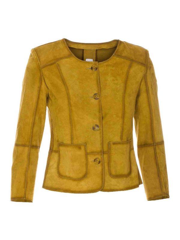 Bully Blouson En Cuir - Jaune